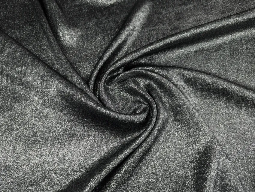 Сатін Шимер, срібло на чорному - фото 1 - інтернет-магазин tkani-atlas.com.ua