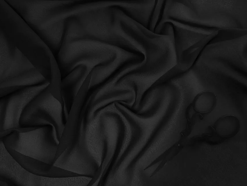 Шифон Вінді ширина 180 см, чорний - фото 1 - інтернет-магазин tkani-atlas.com.ua