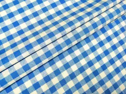 Котон сорочковий клітинка 10 мм, блакитний джинсовий - інтернет-магазин tkani-atlas.com.ua
