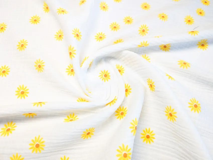 Муслін малюнок ромашка, молочний - фото 1 - інтернет-магазин tkani-atlas.com.ua