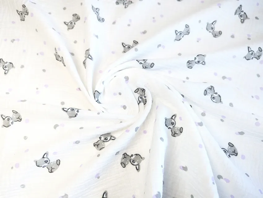 Муслін малюнок оленя, молочний - фото 1 - інтернет-магазин tkani-atlas.com.ua