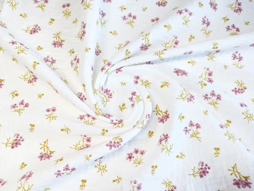 Муслін малюнок букет, молочний - фото 1 - інтернет-магазин tkani-atlas.com.ua