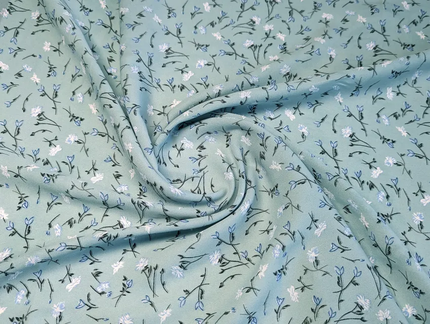 Креп шифон квітковий розсип, сірий полин - фото 1 - інтернет-магазин tkani-atlas.com.ua