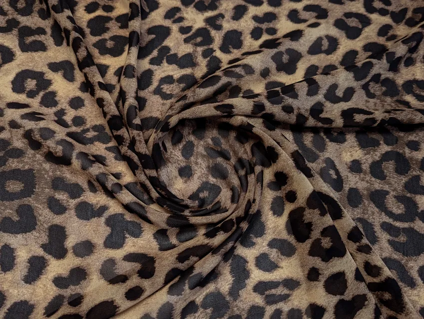 Шифон креповый леопард, коричнево-чёрный - фото 1 - интернет-магазин tkani-atlas.com.ua