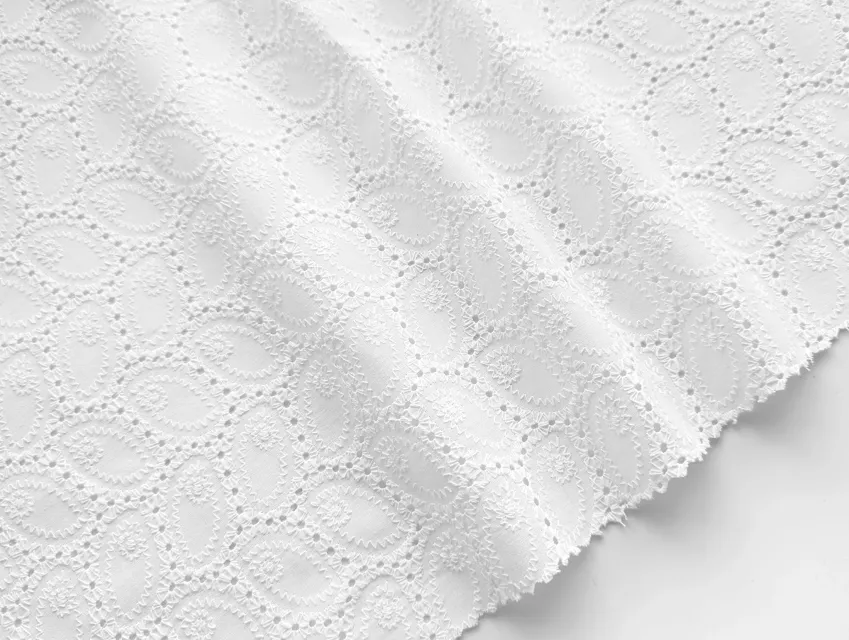 Прошва листики, белый - фото 1 - интернет-магазин tkani-atlas.com.ua