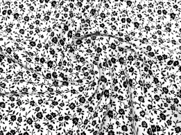 Штапель шовковистий дрібні квіточки, молочний з чорним - інтернет-магазин tkani-atlas.com.ua