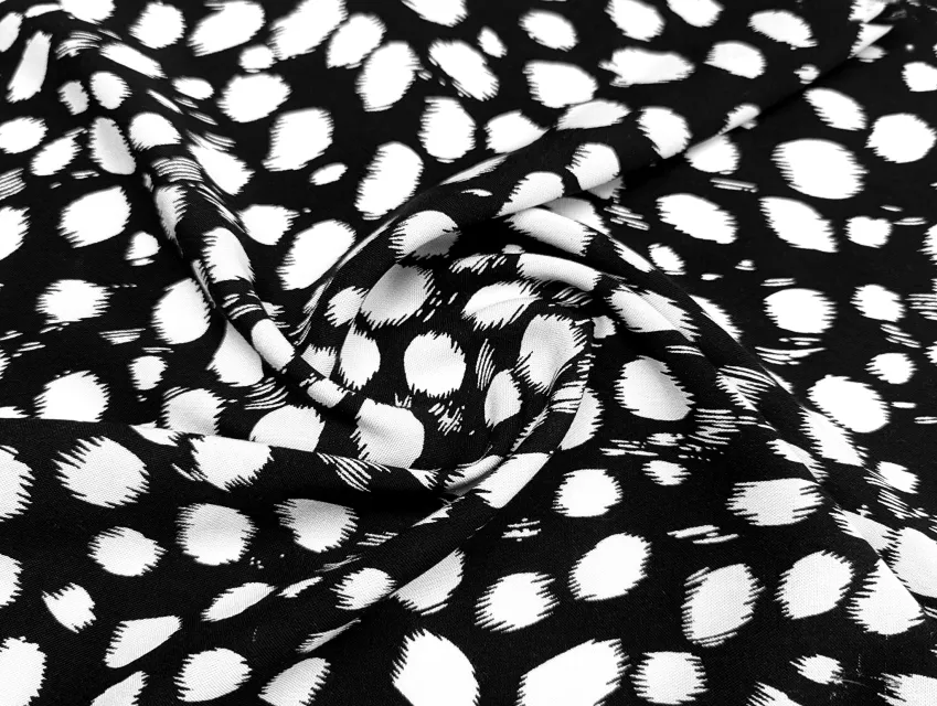 Штапель шовковистий розсип, чорний з молочним - фото 1 - інтернет-магазин tkani-atlas.com.ua