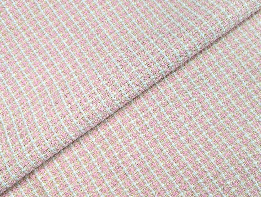 Шанель твід клітинка 13 мм, рожева пудра - фото 1 - інтернет-магазин tkani-atlas.com.ua