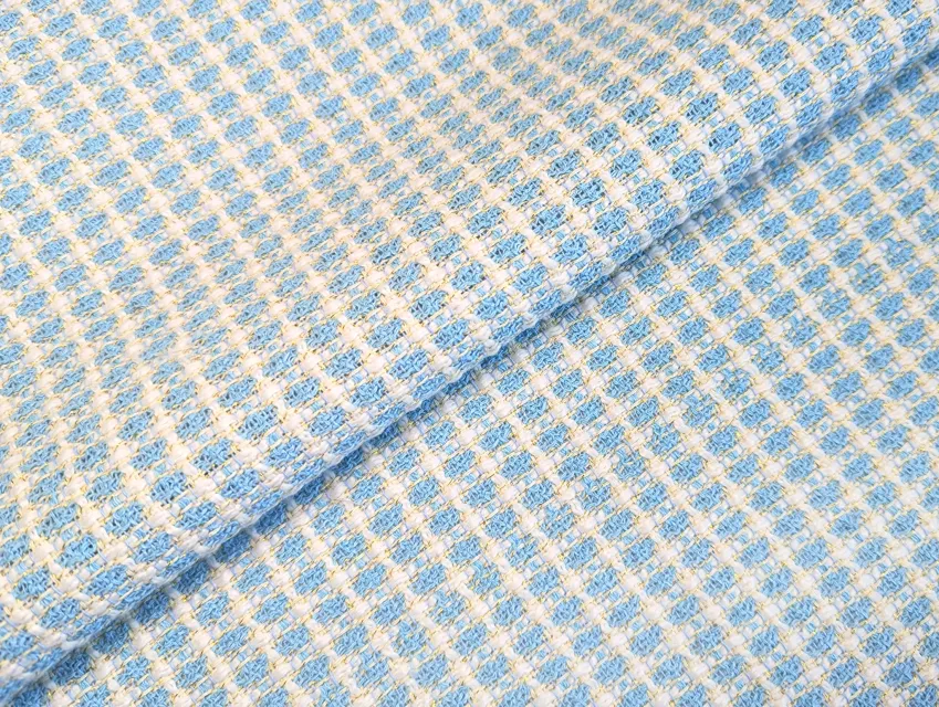 Шанель твід клітинка 13 мм, блакитний - фото 1 - інтернет-магазин tkani-atlas.com.ua