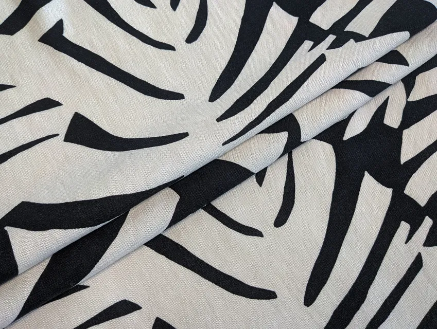 Льон з віскозою уцінка (недолік), молочний з чорним - фото 1 - інтернет-магазин tkani-atlas.com.ua