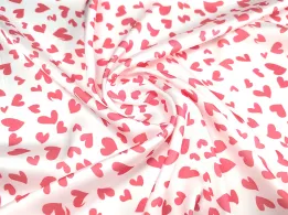 Шовк Армані розсип сердець, кораловий - інтернет-магазин tkani-atlas.com.ua