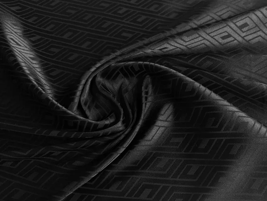 Сатин жакард геометричний, чорний - фото 1 - інтернет-магазин tkani-atlas.com.ua