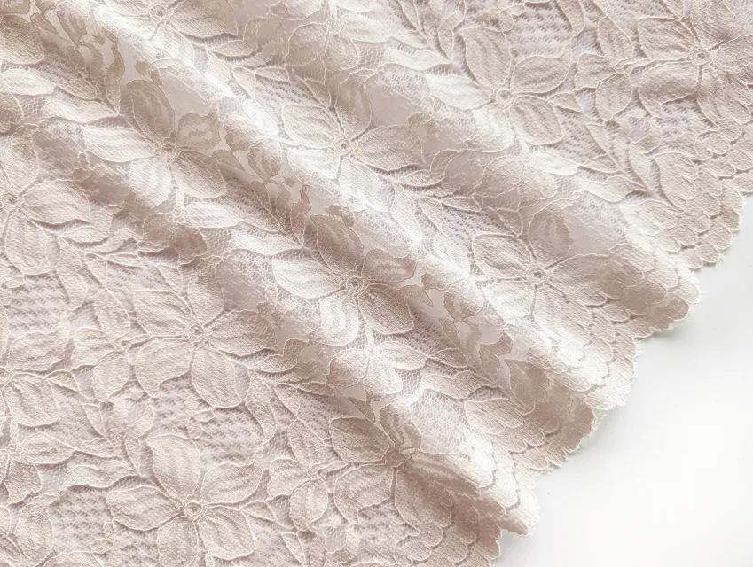 Гіпюр стрейч Класика квіткове плетіння, ніжно-рожевий - фото 1 - інтернет-магазин tkani-atlas.com.ua