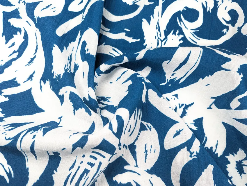 Льон Бохо акварель абстракції, синій - фото 1 - інтернет-магазин tkani-atlas.com.ua