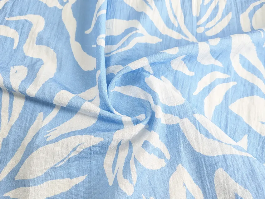 Льон Бохо листяна казка, блакитний - фото 1 - інтернет-магазин tkani-atlas.com.ua