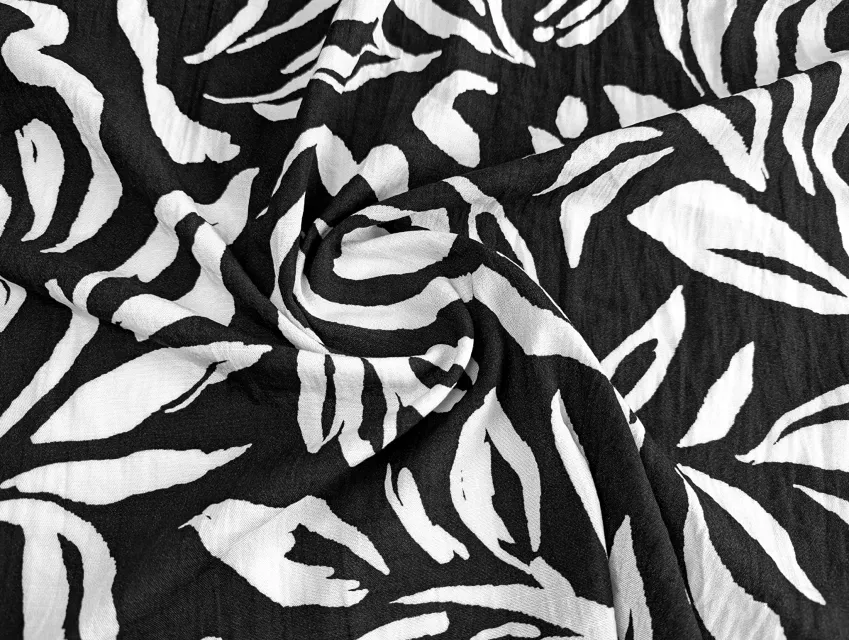 Лен Бохо лиственная сказка, черный - фото 1 - интернет-магазин tkani-atlas.com.ua