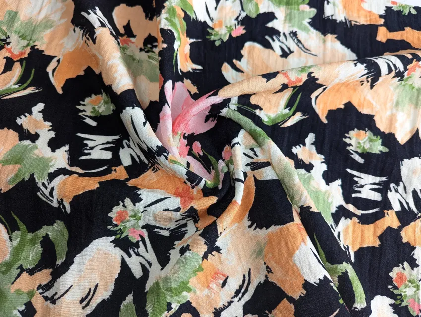 Льон Бохо акварель, чорний - фото 1 - інтернет-магазин tkani-atlas.com.ua