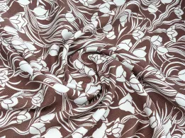 Штапель Бельмондо тюльпаны, коричневый (отрез 0,9 м) - интернет-магазин tkani-atlas.com.ua