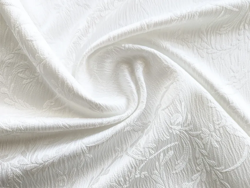 Жаккард крэш лиственное плетение, молочный - фото 1 - интернет-магазин tkani-atlas.com.ua