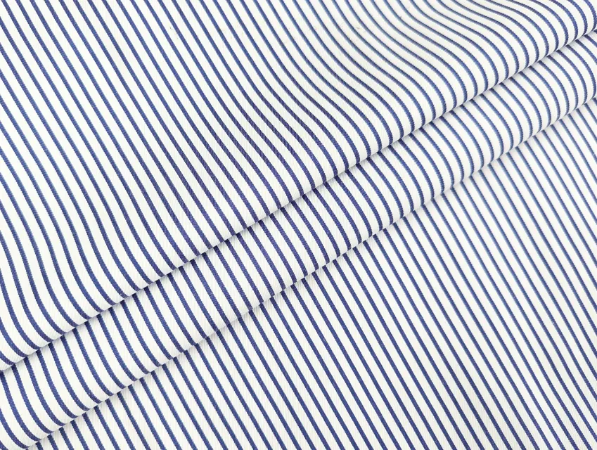 Поликоттон рубашечный полоска 5 мм, синий на белом - фото 1 - интернет-магазин tkani-atlas.com.ua