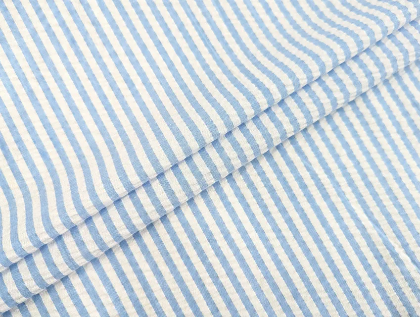 Котон рубашка смужка 5 мм, блакитний на білому - фото 1 - інтернет-магазин tkani-atlas.com.ua
