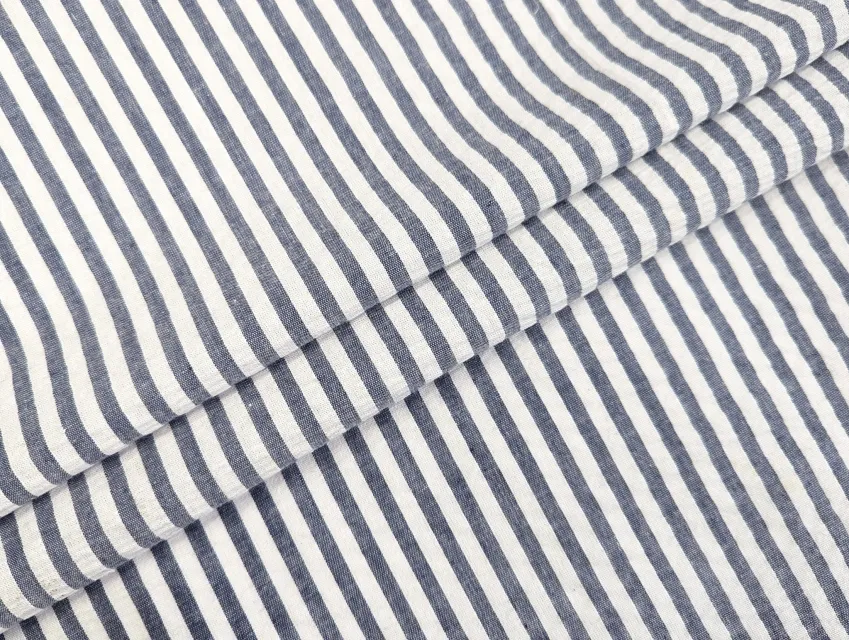 Котон рубашка смужка 5 мм, темно-синій - фото 1 - інтернет-магазин tkani-atlas.com.ua