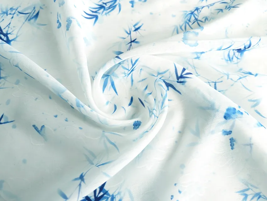 Органза жакард акварель, блакитний на молочному - фото 1 - інтернет-магазин tkani-atlas.com.ua