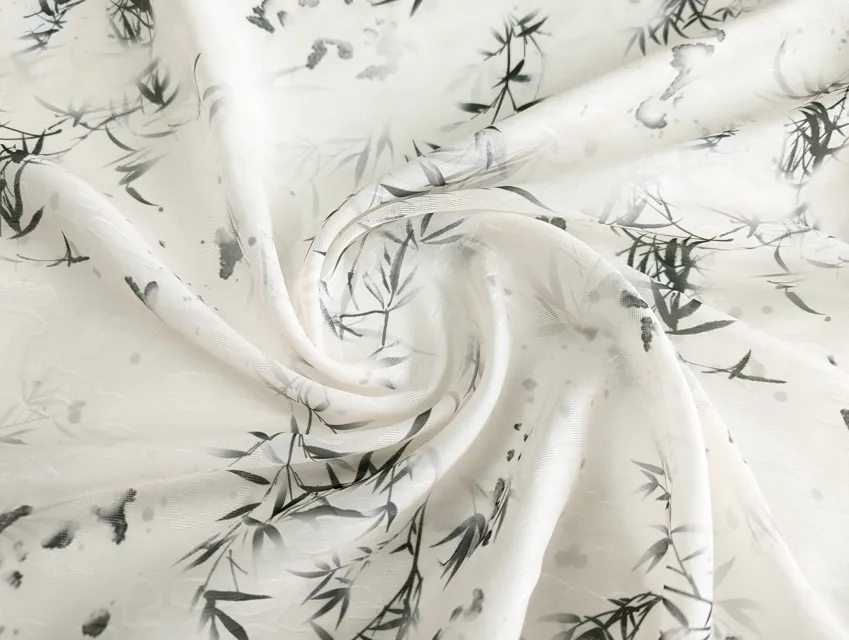 Органза жаккард акварель, хаки на кремовом - фото 1 - интернет-магазин tkani-atlas.com.ua