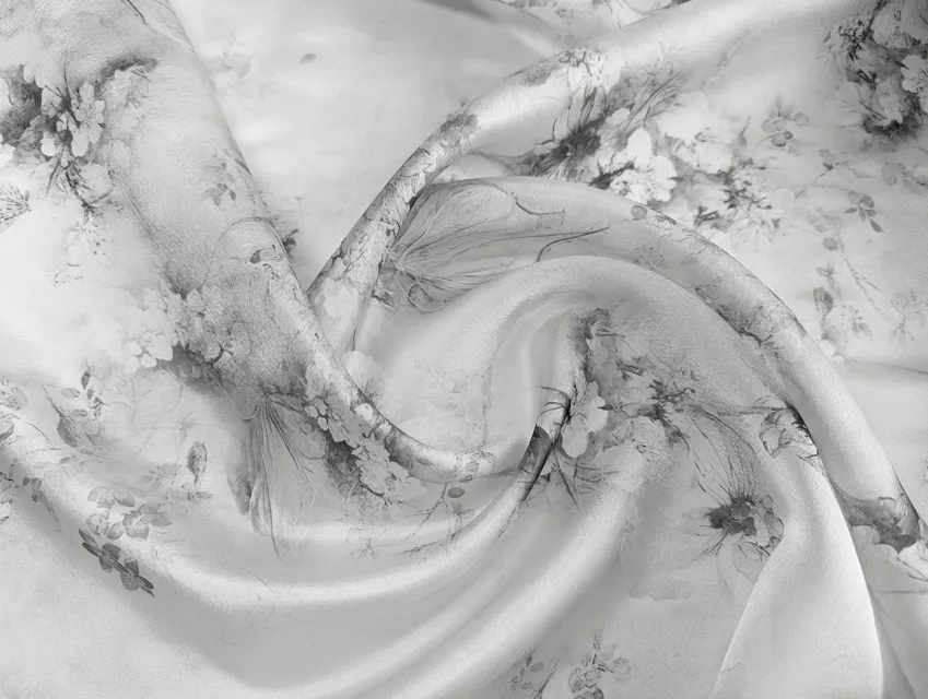 Органза цветочная акварель, светло-серый - фото 1 - интернет-магазин tkani-atlas.com.ua