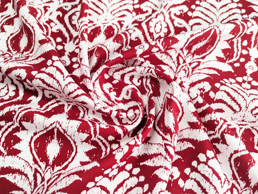 Штапель шовковистий принт дамаський, червоний - фото 1 - інтернет-магазин tkani-atlas.com.ua