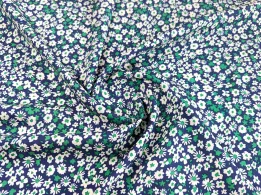 Штапель шовковистий квітковий розсип, темно-синій - інтернет-магазин tkani-atlas.com.ua