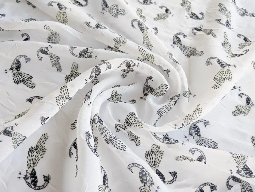 Шифон креш павич, білий (відріз 2 м) - фото 1 - інтернет-магазин tkani-atlas.com.ua