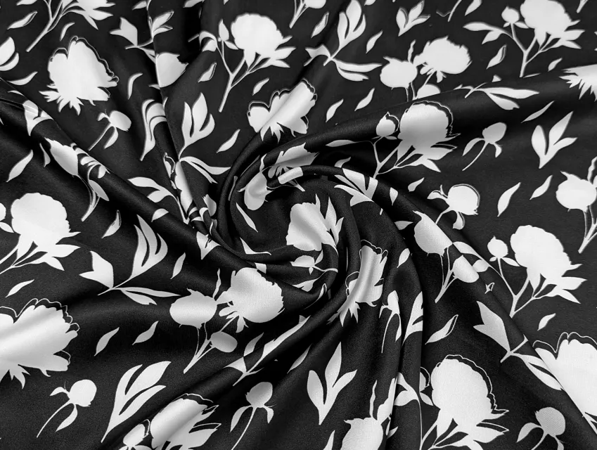 Шовк Армані троянди, чорно-білий - фото 1 - інтернет-магазин tkani-atlas.com.ua