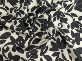 Шовк Армані квіткова графіка, кремовий - інтернет-магазин tkani-atlas.com.ua