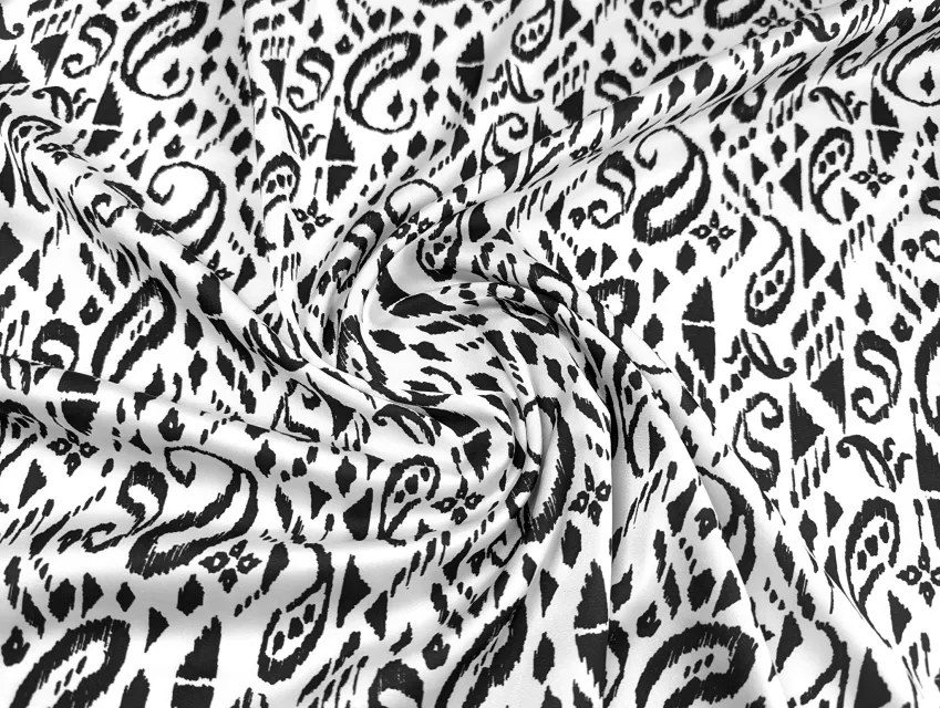 Шовк Армані східний огірок, білий з чорним - фото 1 - інтернет-магазин tkani-atlas.com.ua