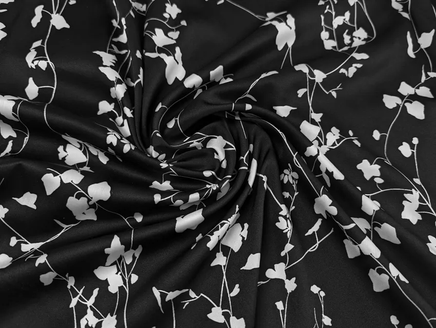 Шовк Армані гілочки, чорно-білий - фото 1 - інтернет-магазин tkani-atlas.com.ua