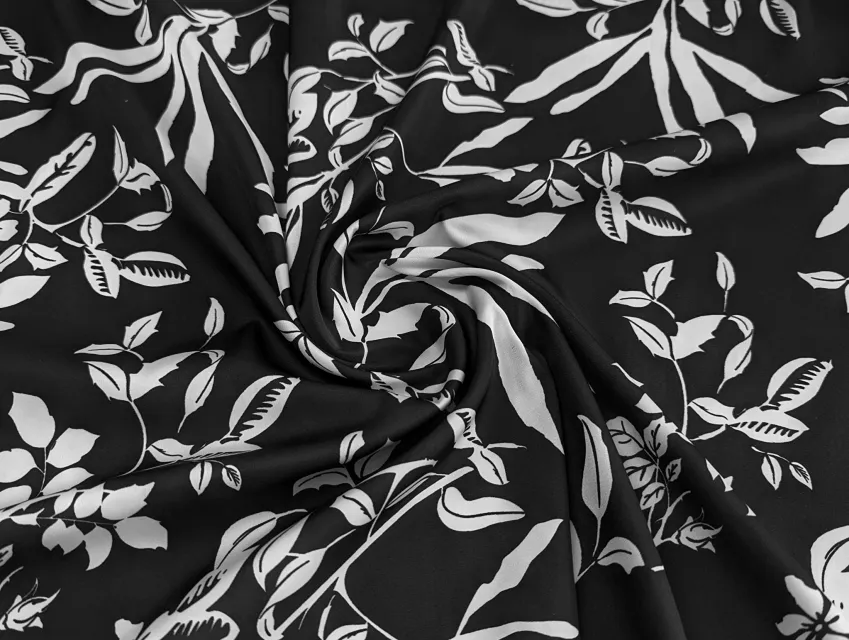 Шовк Армані квітковий вальс, чорно-білий - фото 1 - інтернет-магазин tkani-atlas.com.ua