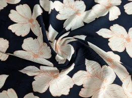 Віскоза шовк Бохо квіткова фантазія, чорний з бежевим - інтернет-магазин tkani-atlas.com.ua