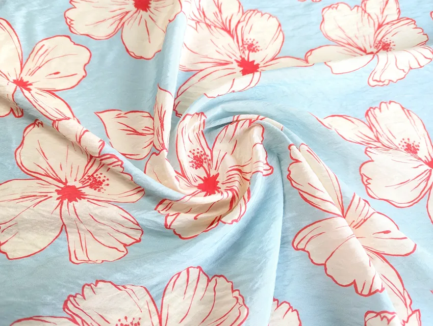 Віскоза шовк Бохо квіткова фантазія, аквамарин - фото 1 - інтернет-магазин tkani-atlas.com.ua