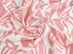 Віскоза шовк Бохо листяний дует, кораловий на молочному - інтернет-магазин tkani-atlas.com.ua