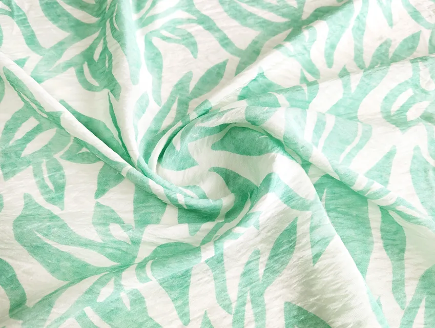 Віскоза шовк Бохо листяний дует, м'ятне морозиво - фото 1 - інтернет-магазин tkani-atlas.com.ua