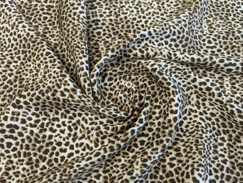 Вискоза шелк Бохо ягуар, светло-бежевый с коричневым - фото 1 - интернет-магазин tkani-atlas.com.ua