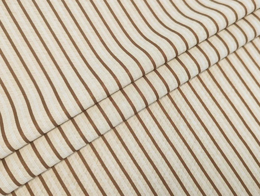 Котон рубашка смужка 10 мм, бежевий з теракотовим - фото 1 - інтернет-магазин tkani-atlas.com.ua