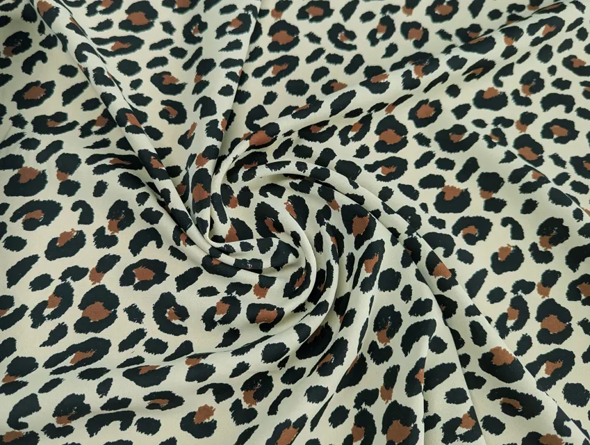 Костюмка шовковиста леопард рівномірний, лимонно-кремовий з чорним - фото 1 - інтернет-магазин tkani-atlas.com.ua