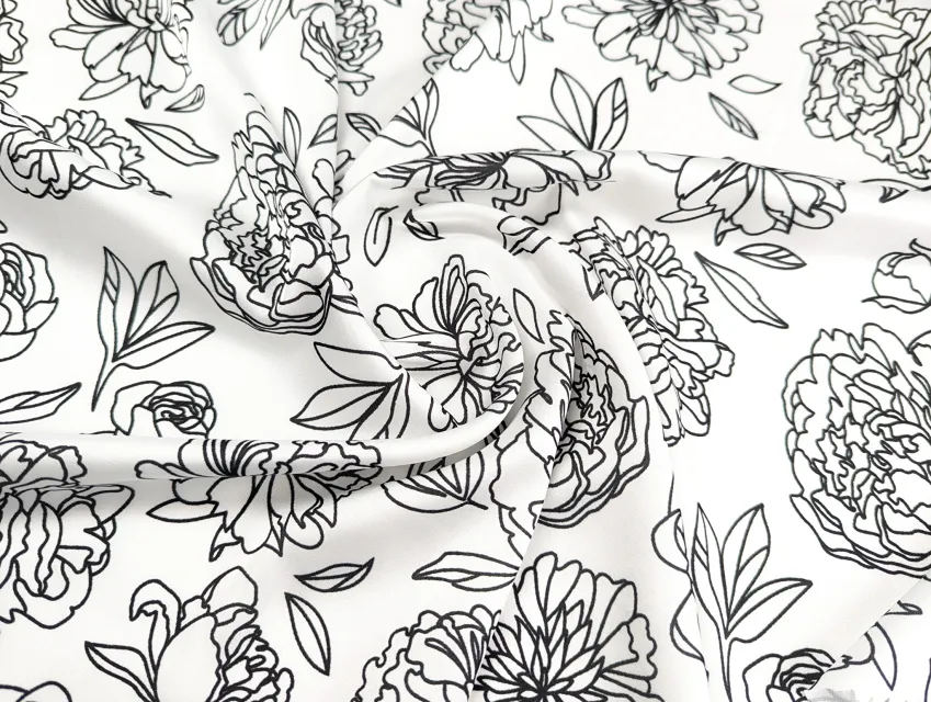 Шелк Армани пионы, молочный - фото 1 - интернет-магазин tkani-atlas.com.ua