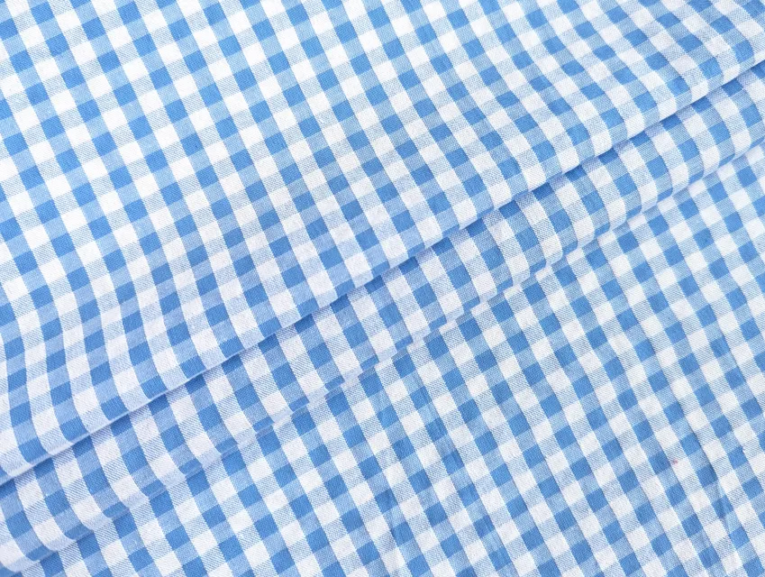 Коттон рубашечный клетка жатая 5 мм, голубой - фото 1 - интернет-магазин tkani-atlas.com.ua
