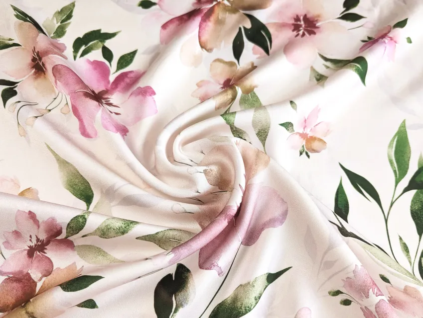 Костюмна Бель квіткова фантазія, пудровий рожевий - фото 1 - інтернет-магазин tkani-atlas.com.ua