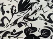 Льон з віскозою квіткова абстракція, молочний з чорним - інтернет-магазин tkani-atlas.com.ua