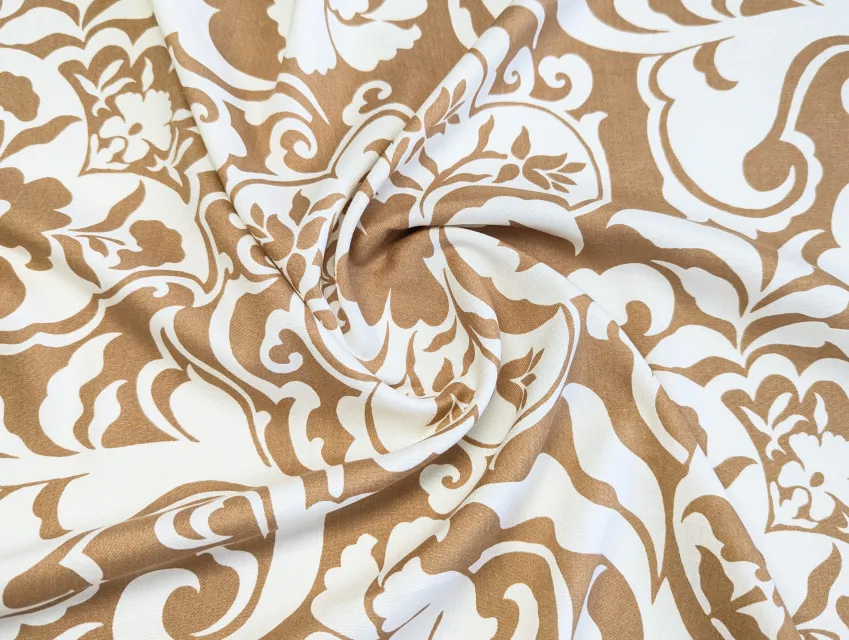 Штапель шовковистий східний орнамент, карамель - фото 1 - інтернет-магазин tkani-atlas.com.ua