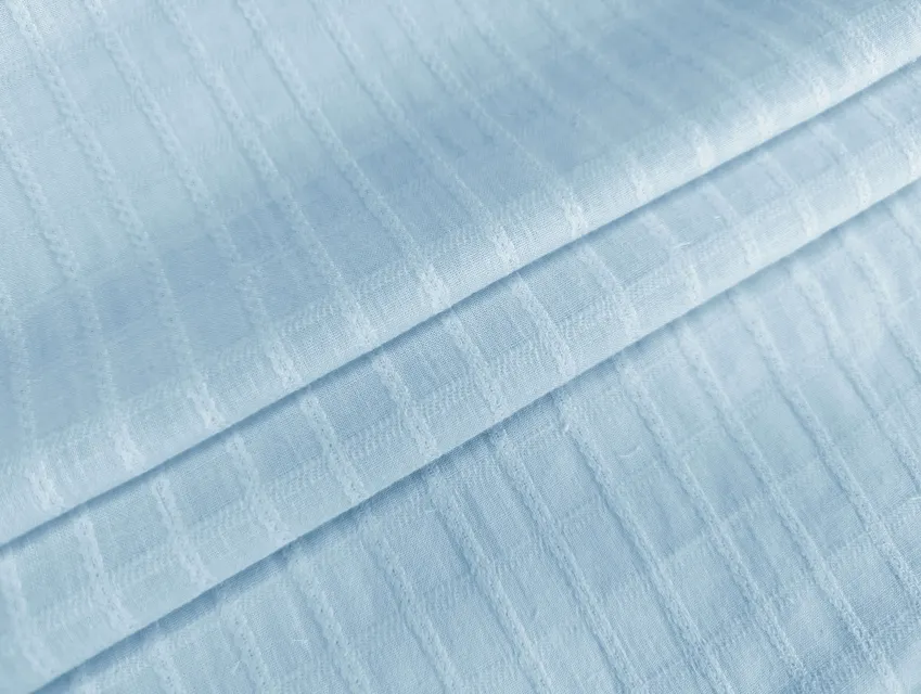 Коттон прошва клеточка, голубой - фото 1 - интернет-магазин tkani-atlas.com.ua